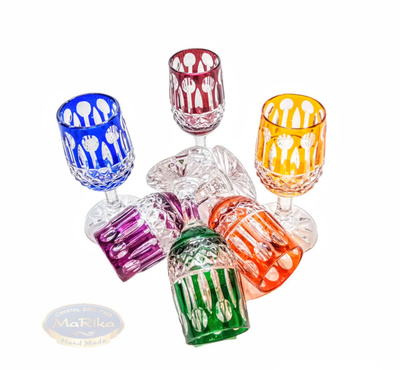 Kolorowe kryształowe kieliszki do wódki 25 ml Francuski