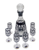 Black crystal glass set with decanter French 6+1