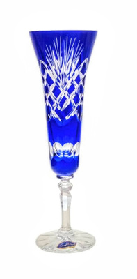 Kobaltowe kryształowe kieliszki do szampana 170 ml Ananas