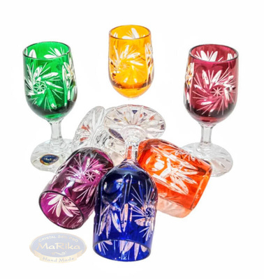 Kolorowe kryształowe kieliszki do wódki 25ml
