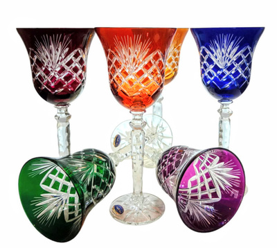 Coloured crystal wine glasses 280 ml Pineapple