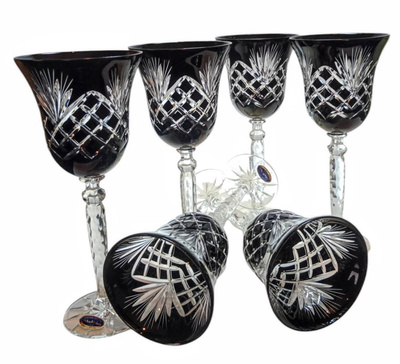 Black crystal wine glasses 280 ml Pineapple