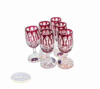 Ruby crystal vodka glasses 25 ml French