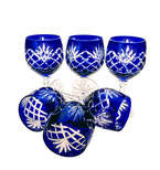 Kobaltowe kryształowe kieliszki do wina 280 ml Ananas