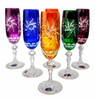 Coloured crystal champagne glasses 170ml Olive Mill