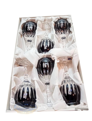 Black crystal liqueur glasses 60ml Line 6 pieces