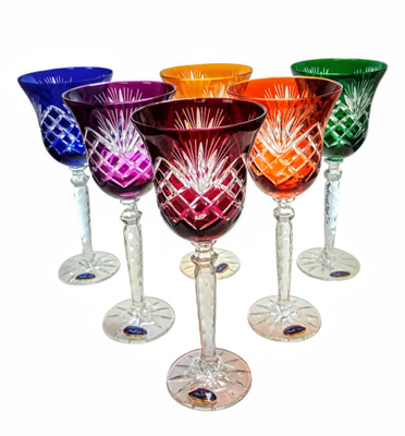 Kolorowe kryształowe kieliszki do wina 280 ml Ananas