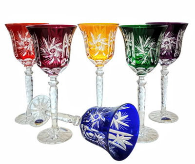 Coloured crystal wine glasses 280ml Olive Mill