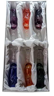 Coloured crystal champagne glasses 170ml Olive Mill