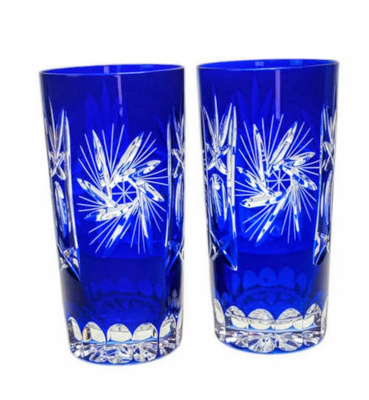 Kobaltowe kryształowe szklanki do wody 320ml Młynek Oliwka