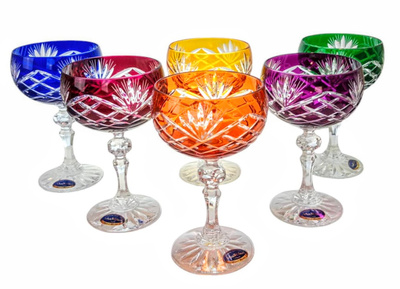 Coloured crystal champagne glasses 150ml Pineapple