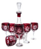 Ruby Crystal Wine Mill Set Olive 6+1