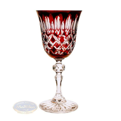 Rubinowe kryształowe kieliszki do wina 220ml Krata Oliwka