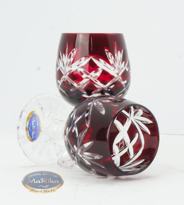 Rubinowe kryształowe kieliszki do wódki 40 ml Ananas