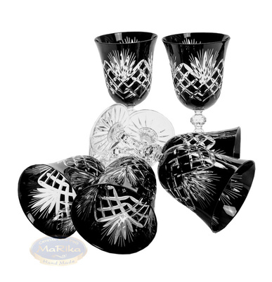 Black crystal wine glasses 220 ml Pineapple