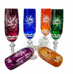 Kolorowe kryształowe kieliszki do szampana 170ml Młynek Oliwka