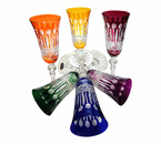 Coloured crystal champagne glasses 150 ml French