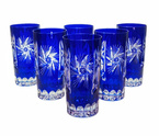 Kobaltowe  kryształowe szklanki do wody 320ml Młynek Oliwka