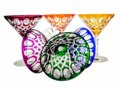 Kolorowe kryształowe kieliszki do martini 110ml