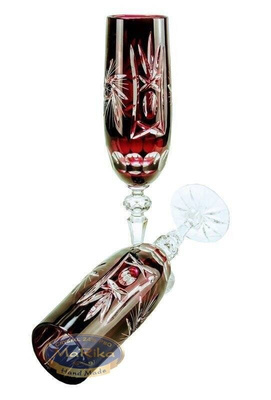 Ruby crystal champagne glasses 170ml Olive Mill
