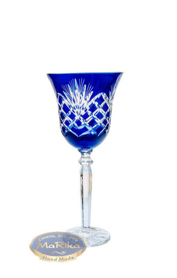 Kobaltowe kryształowe kieliszki do wina 280 ml Ananas