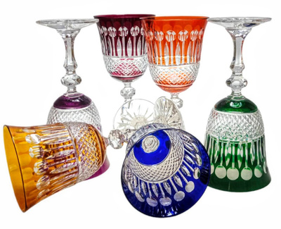 Kolorowe kryształowe kieliszki do wina 220 ml Francuski