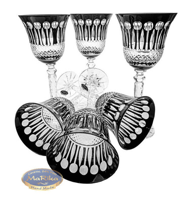 Czarne kryształowe kieliszki do wina 280ml Francuski