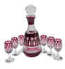 Set of Ruby Glasses with French Decanter 6+1