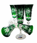 Szmaragdowe  kryształowe kieliszki do szampana 150 ml Młynek Oliwka