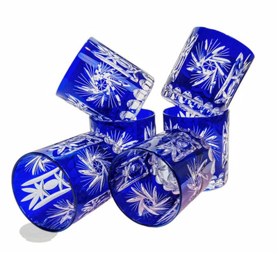 Cobalt crystal whisky glasses 280ml Olive Mill