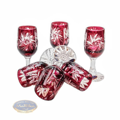 Rubinowe kryształowe kieliszki do wódki 25ml