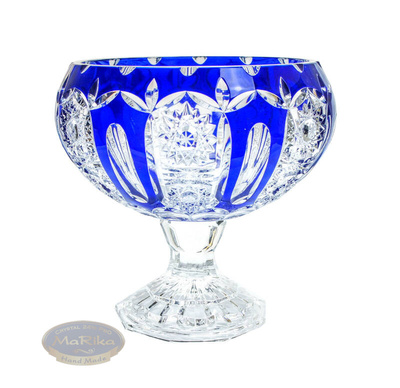 Cobalt crystal legged bowl 25cm Praha