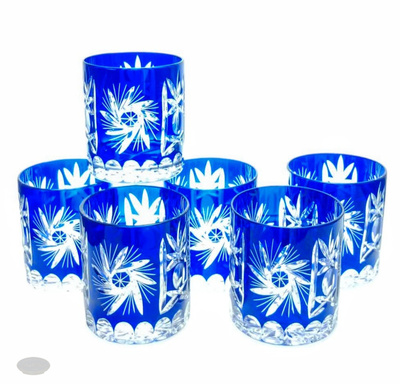 Cobalt crystal whisky glasses 280ml Olive Mill