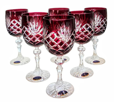 Rubinowe kryształowe kieliszki do wina 240 ml Ananas