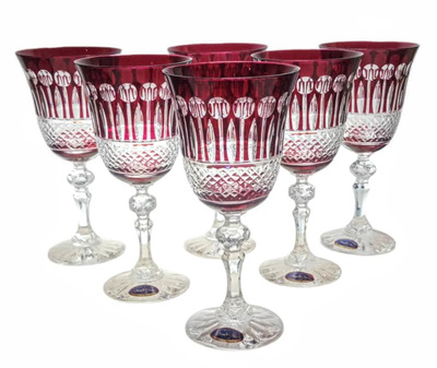 Ruby crystal wine glasses 220ml French