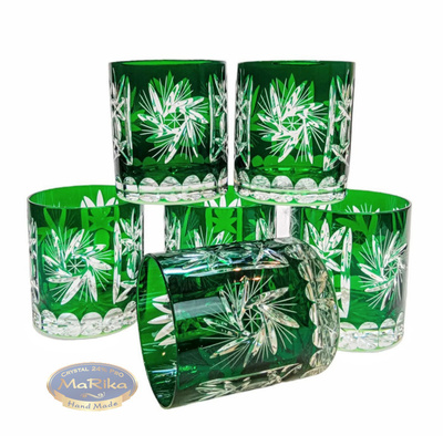 Emerald crystal whisky glasses 280ml Olive Mill