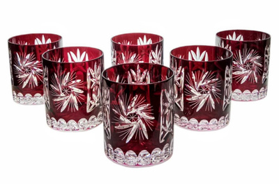 Ruby crystal whiskey glasses 280 ml Olive grinder