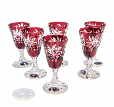Ruby crystal vodka glasses 40 ml Olive Mill