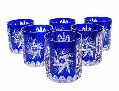 Cobalt crystal whisky glasses 280ml Olive Mill