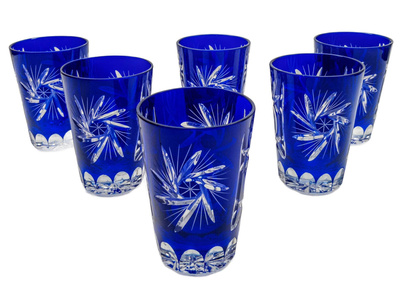 Kobaltowe kryształowe szklanki do shotow 150ml Młynek Oliwka