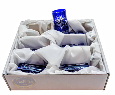 Cobalt crystal vodka glasses 30ml Olive Mill