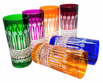 Coloured crystal glasses for water and drinks 320ml French