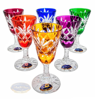 Coloured crystal vodka glasses 40 ml Pineapple
