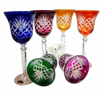 Coloured crystal wine glasses 280 ml Pineapple
