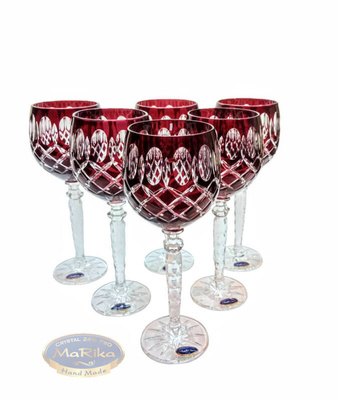 Ruby crystal wine glasses 280ml Crate Olive