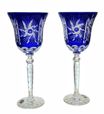 Cobalt crystal wine glasses 280 ml Olive Mill