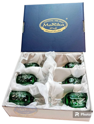 Szmaragdowe kryształowe kieliszki do wódki 25ml