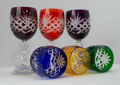 Kolorowe kryształowe kieliszki do wina 170ml Ananas 6 sztuk