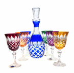 Coloured Crystal Wine Set Crate Olive 6+1