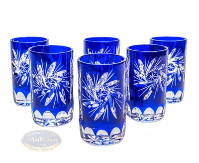 Cobalt crystal vodka glasses 30ml Olive Mill